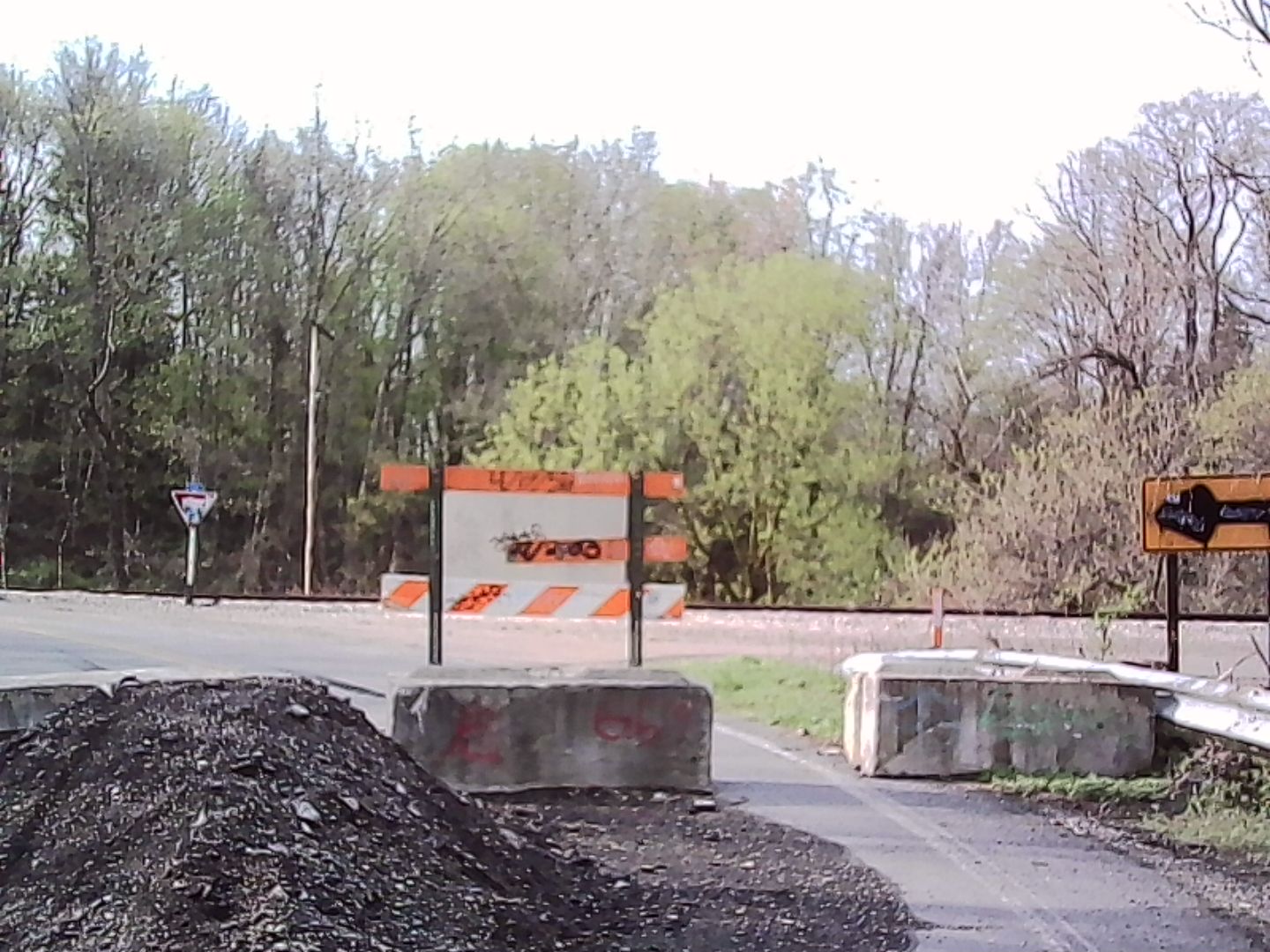 The blockage on the condemned bridge